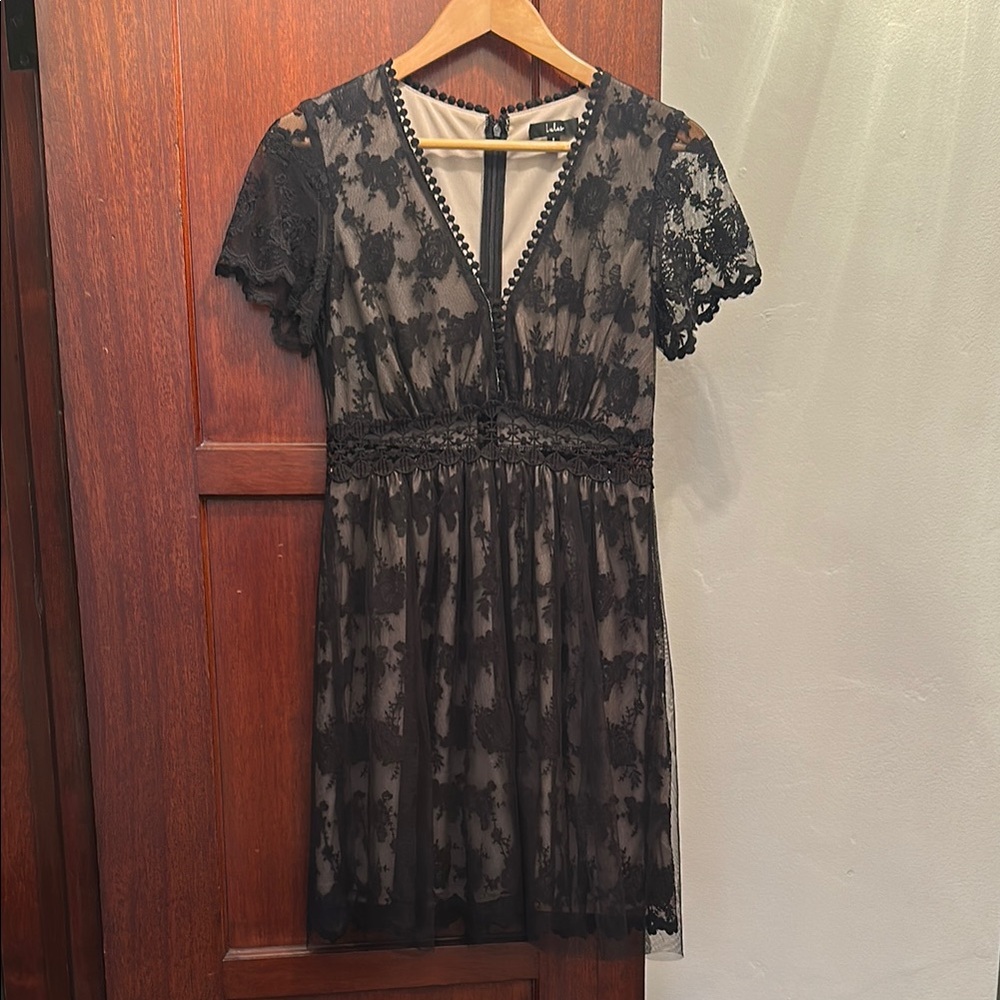 H&M Black and Tan Smocked Mini Sundress